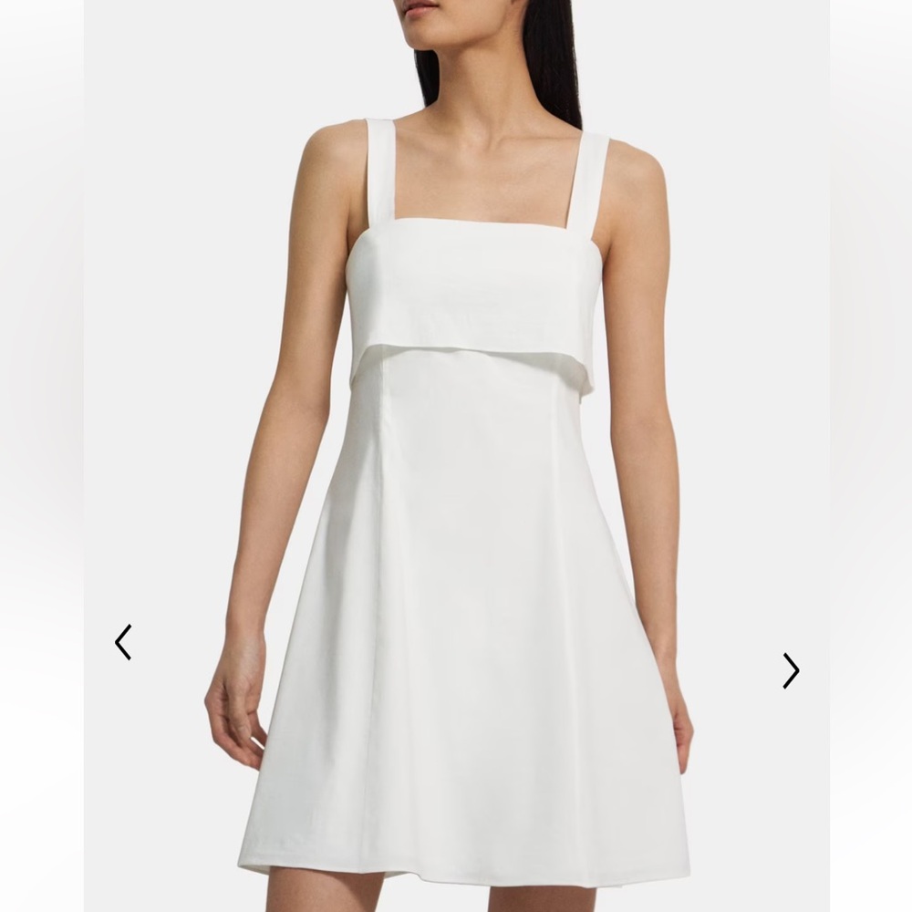 Theory white linen drape back dress!